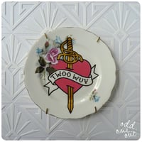 Image 1 of Twoo Wuv - Hand Painted Vintage Plate
