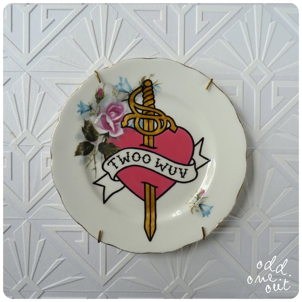 Image of Twoo Wuv - Hand Painted Vintage Plate