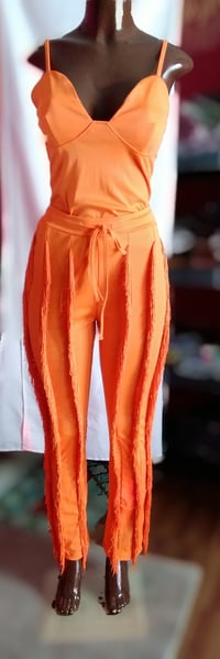 Image 3 of Tassels Spaghtti strap Trouser set ORANGE  or BLAKE 
