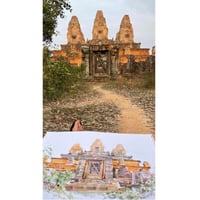 Image 4 of Original Painting - "Coucher de Soleil au Temple Pre Rup" - Cambodge - 30x42 cm