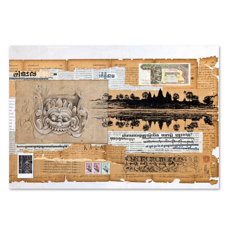 Image of Original Drawing "Equinoxe de printemps à Angkor Wat" - 50x73 cm
