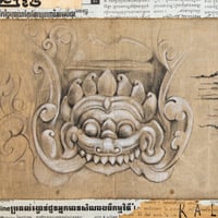 Image 2 of Original Drawing "Equinoxe de printemps à Angkor Wat" - 50x73 cm