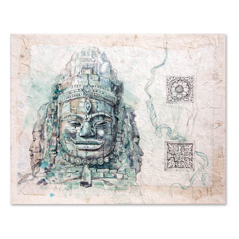 Image of Original Painting "Porte Est d'Angkor Thom et lianes" - 40x50 cm