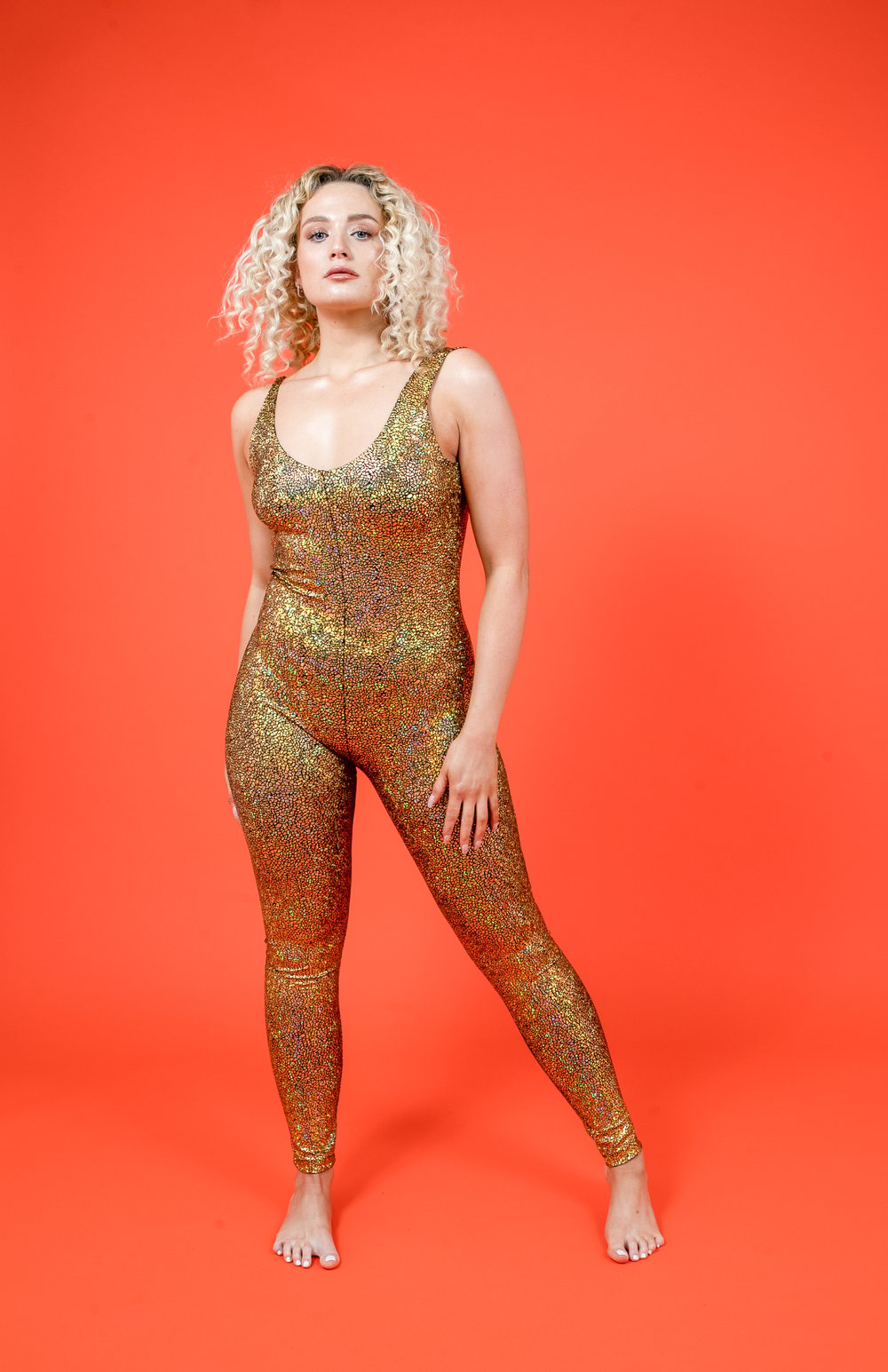 Image of Gold Disco Mermaid Holographic Catsuit