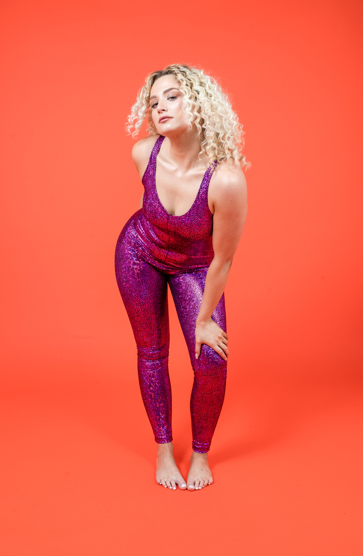 Image of Pink Disco Mermaid Holographic Catsuit