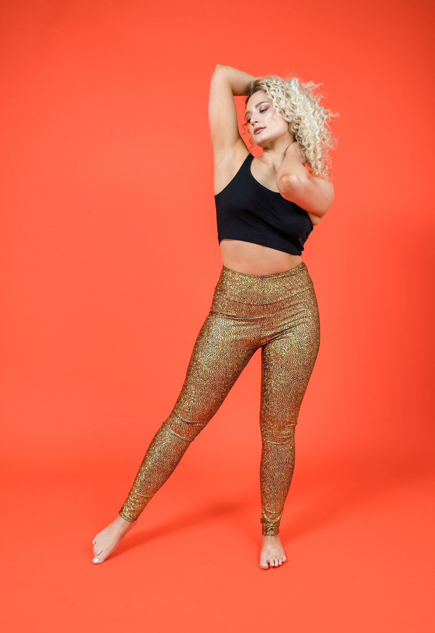 Image of Gold Disco Mermaid High Waisted Holographic Leggings
