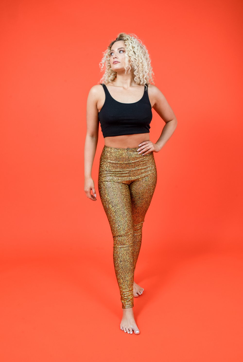 Tirade 13 — Gold Disco Mermaid High Waisted Holographic Leggings
