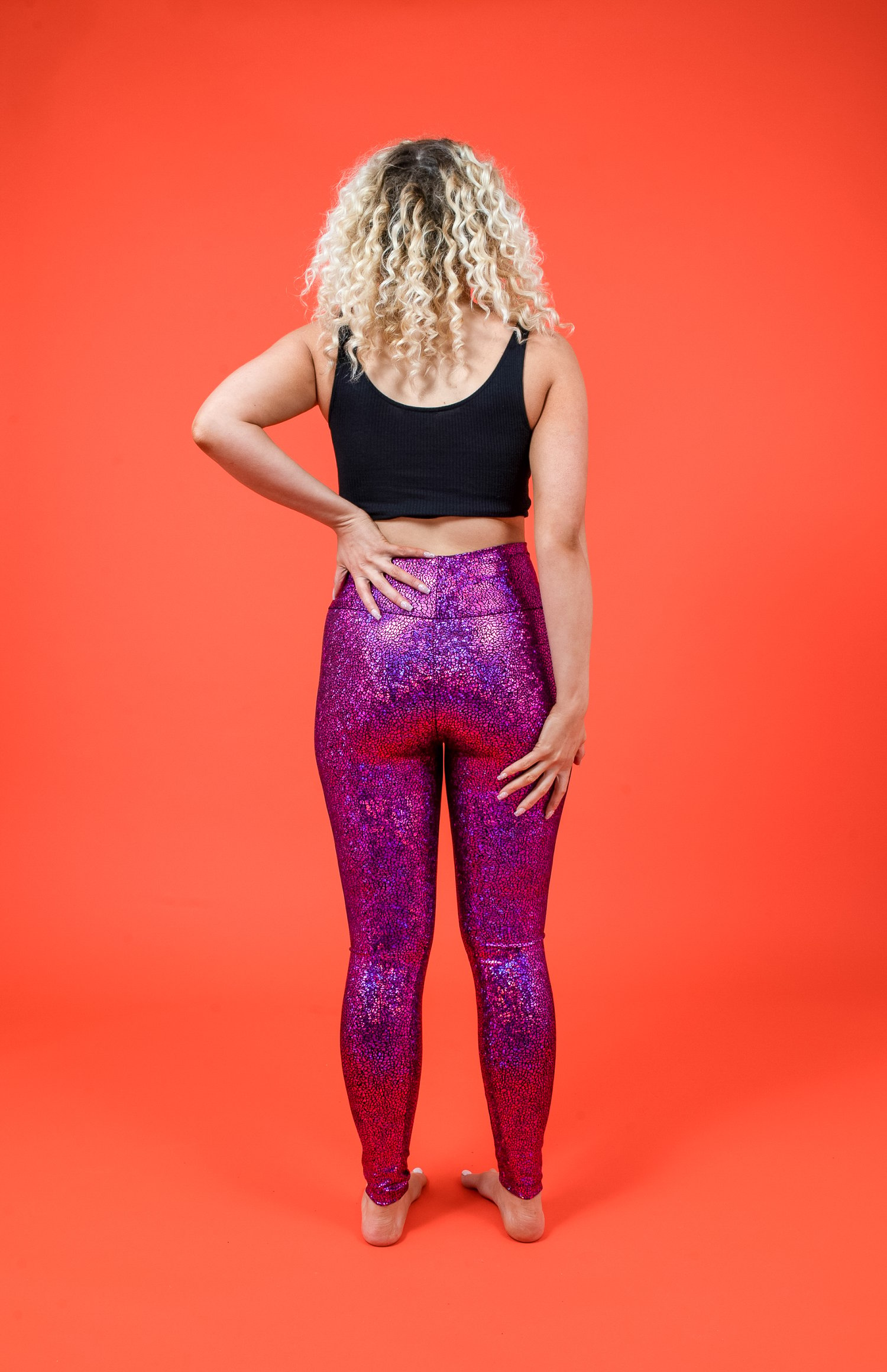 Image of Pink Disco Mermaid High Waisted Holographic Leggings