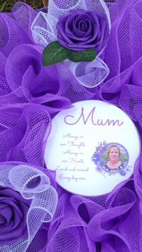 Image 2 of Handmade Personalised Funeral Wreath,Memorial wreath,Memory wreath,Deco mesh flower wreath