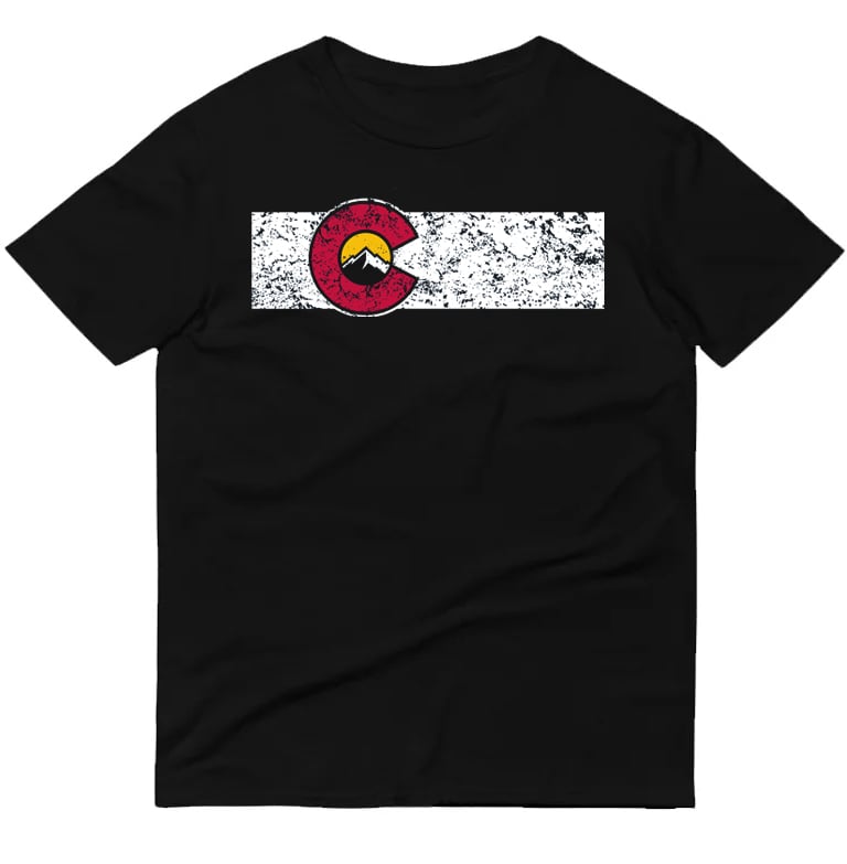 Image of VINTAGE COLORADO FLAG BLACK SHORT SLEEVE T SHIRT