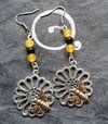 Flower and Bee Earrings