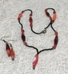 Red/orange Agate Drop Necklace and Earring set
