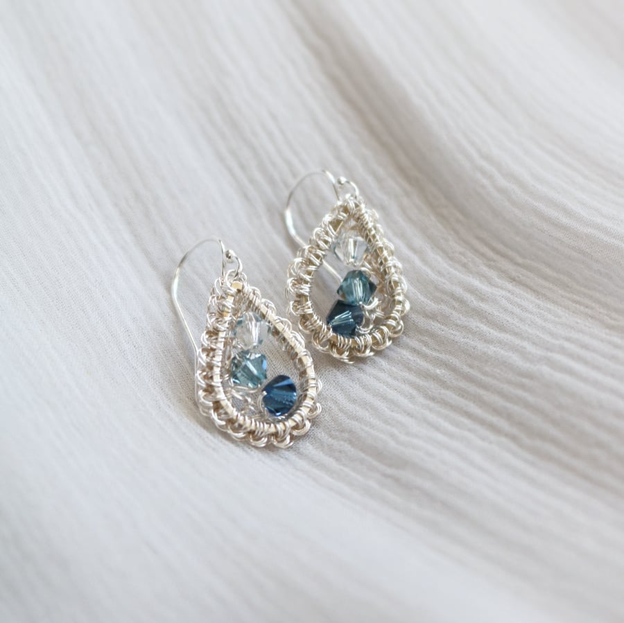 Image of RAINDROP EARRINGS - Navy