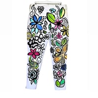 Image 2 of Floral Painted Jeans