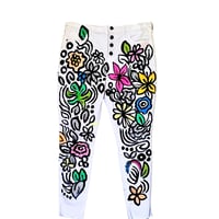 Image 1 of Floral Painted Jeans