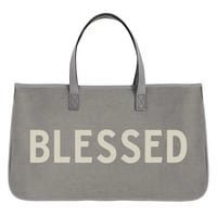 Grey Canvas Tote-Blessed