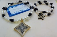 Image 1 of Black and White Star Necklace/Bracelet Set - Bead and Chat Project