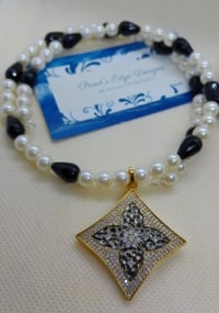 Image 2 of Black and White Star Necklace/Bracelet Set - Bead and Chat Project