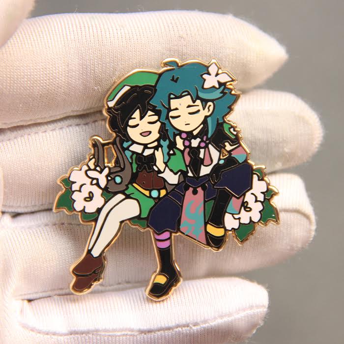 Image of Venti and Xiao enamel pin