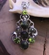 Labradorite and Peridot Sterling Silver Pendant