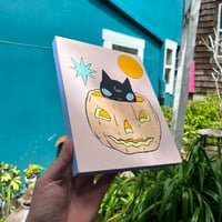 Image 3 of Black Cat in Pumpkin Painting by Deth P. Sun