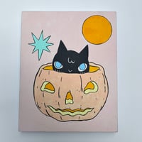 Image 4 of Black Cat in Pumpkin Painting by Deth P. Sun