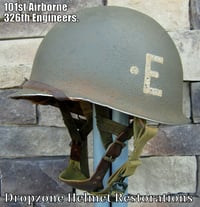 Image 5 of WWII M2 101st Airborne 326th ENGINEERS Helmet Front Seam Westinghouse Paratrooper Liner NCO Net