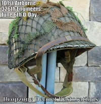 Image 1 of WWII M2 101st Airborne 326th ENGINEERS Helmet Front Seam Westinghouse Paratrooper Liner NCO Net