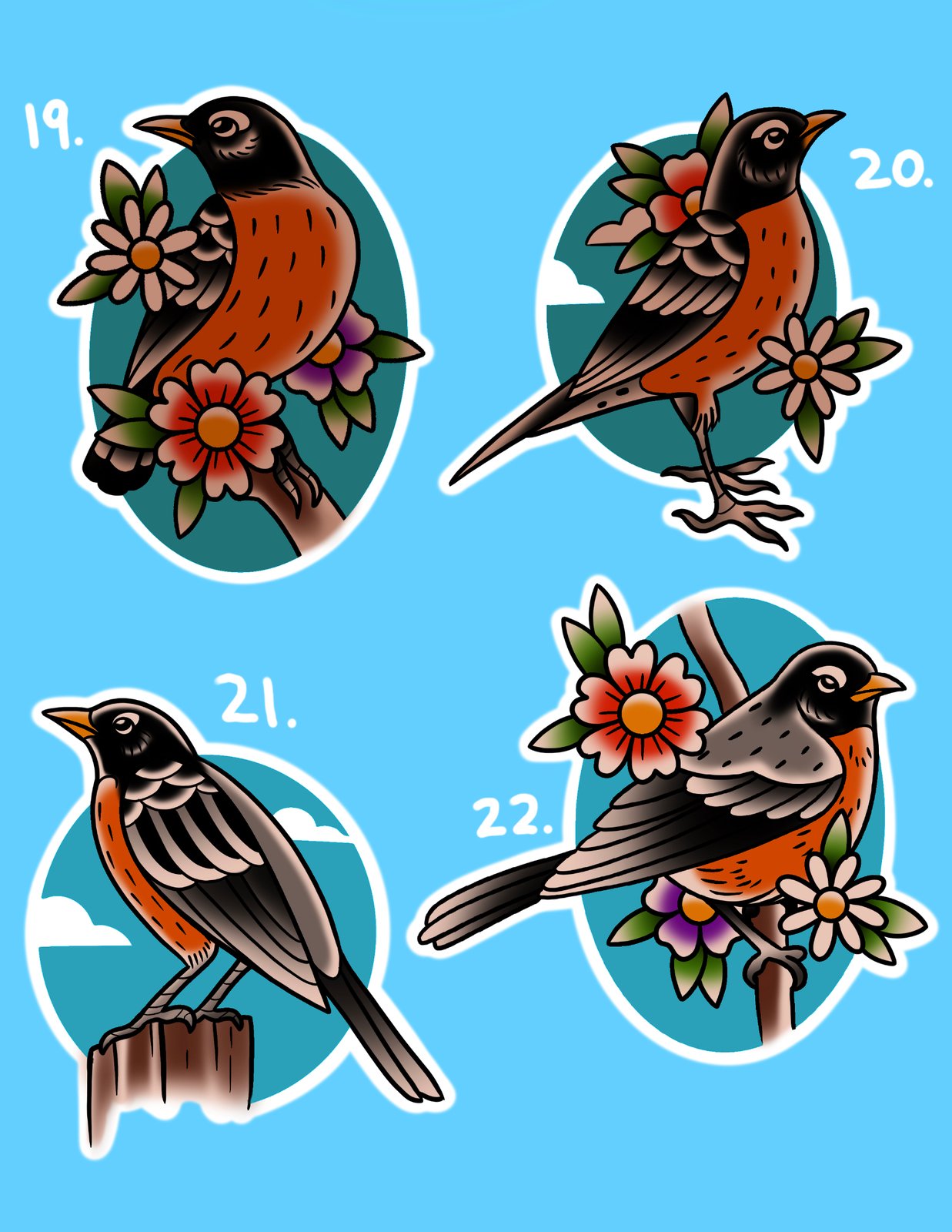 Set of vintage style tattoo with swallow birds Vector Image