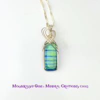 Striped Dichroic Glass Sterling Silver Pendant