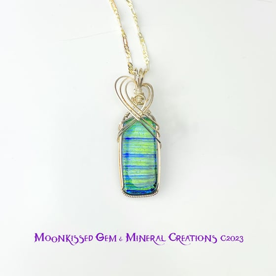 Image of Striped Dichroic Glass Sterling Silver Pendant