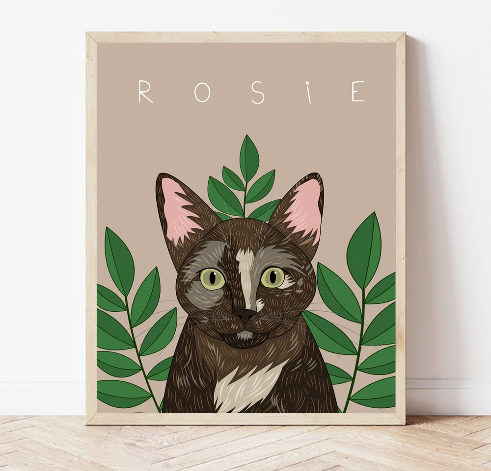 Image of Cat Portrait With Leaves