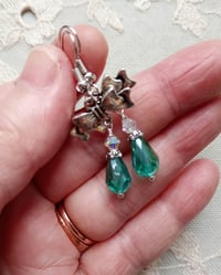Image 2 of Regency Ribbons Crystal Teardrop Earrings, Green