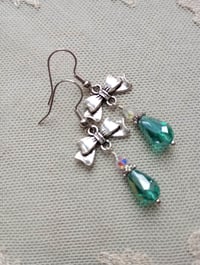 Image 4 of Regency Ribbons Crystal Teardrop Earrings, Green