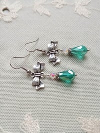 Image 3 of Regency Ribbons Crystal Teardrop Earrings, Green