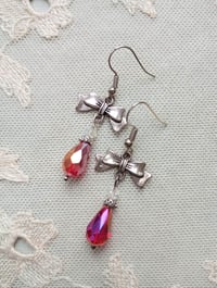 Image 1 of Regency Ribbons Crystal Teardrop Earrings, Red
