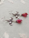 Regency Ribbons Crystal Teardrop Earrings, Red