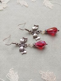 Image 3 of Regency Ribbons Crystal Teardrop Earrings, Red