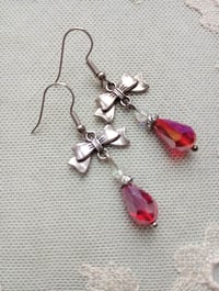 Image 4 of Regency Ribbons Crystal Teardrop Earrings, Red