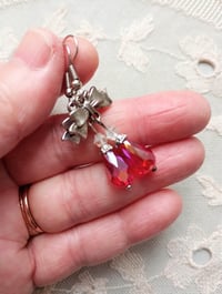 Image 2 of Regency Ribbons Crystal Teardrop Earrings, Red