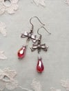 Regency Ribbons Crystal Teardrop Earrings, Red
