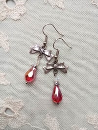 Image 5 of Regency Ribbons Crystal Teardrop Earrings, Red