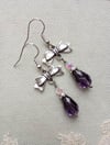 Regency Ribbons Crystal Teardrop Earrings, Purple 
