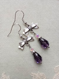 Image 4 of Regency Ribbons Crystal Teardrop Earrings, Purple 
