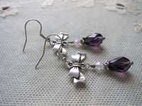 Image 3 of Regency Ribbons Crystal Teardrop Earrings, Purple 