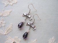 Image 6 of Regency Ribbons Crystal Teardrop Earrings, Purple 