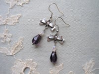 Image 5 of Regency Ribbons Crystal Teardrop Earrings, Purple 
