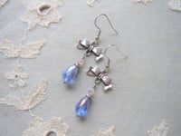 Image 1 of Regency Ribbons Crystal Teardrop Earrings, Blue