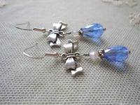 Image 3 of Regency Ribbons Crystal Teardrop Earrings, Blue