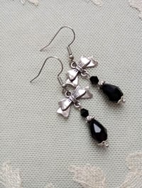 Image 4 of Regency Ribbons Crystal Teardrop Earrings, Black